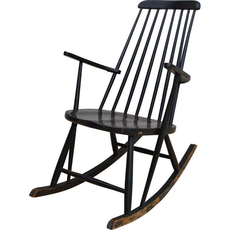 Rocking-chair vintage en bois 1960