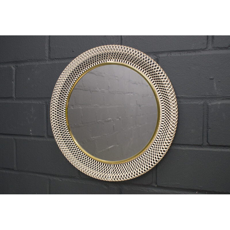 Vintage Round Wire Wall Mirror, 1950s