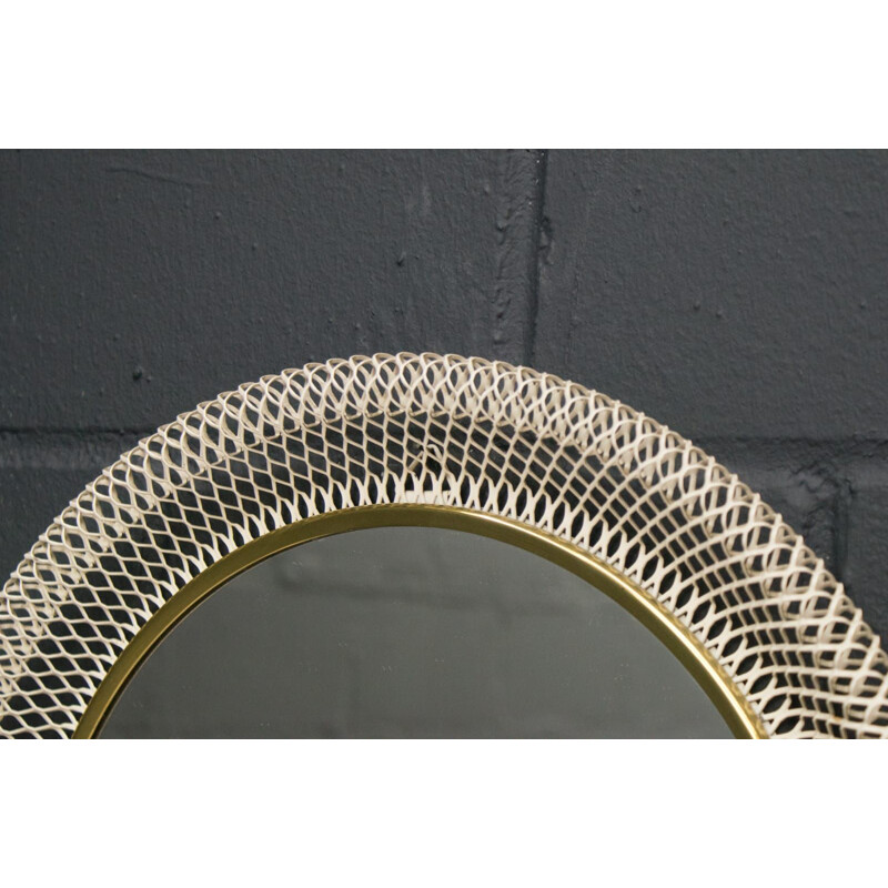 Vintage Round Wire Wall Mirror, 1950s