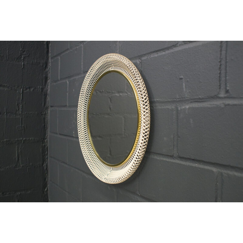 Vintage Round Wire Wall Mirror, 1950s