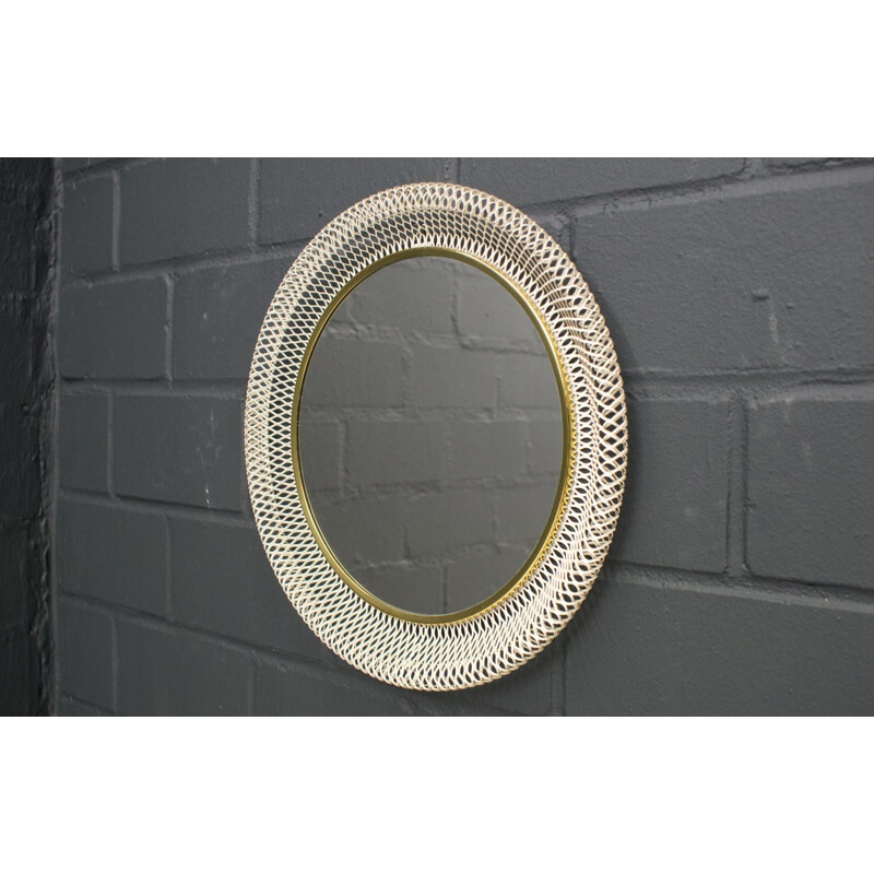 Vintage Round Wire Wall Mirror, 1950s