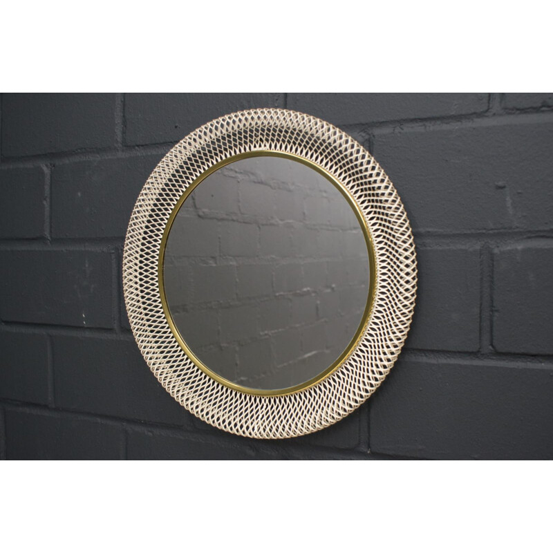 Vintage Round Wire Wall Mirror, 1950s