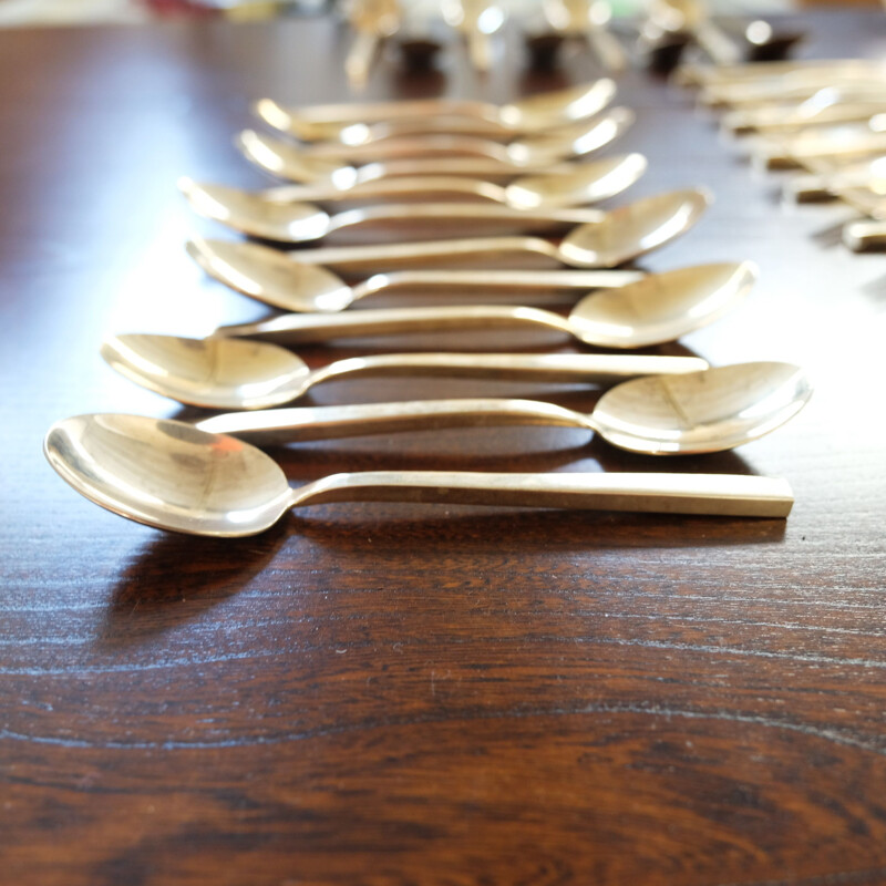 Vintage bronze cutlery set, Sigvard Bernadotte, lot no 3 Scanline, 1950