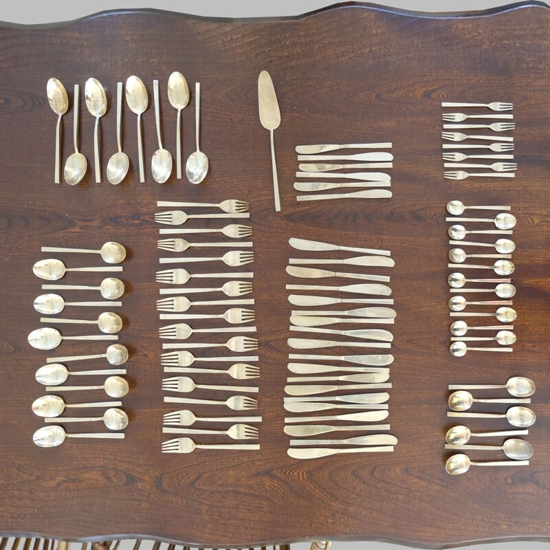 Vintage set of cutlery lot no 2 in bronze, Sigvard Bernadotte, Scanline, 1950