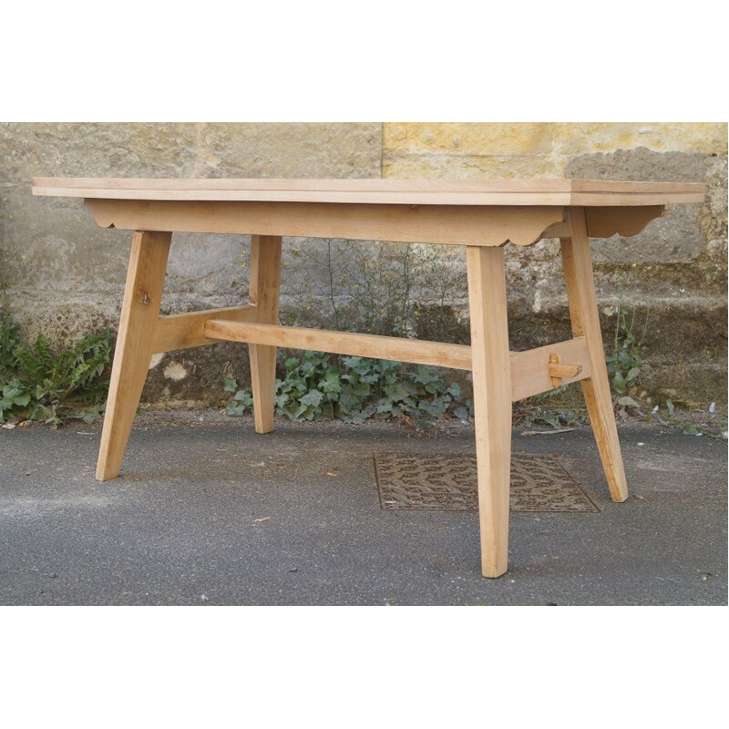 Table vintage en bois René Gabriel 1950