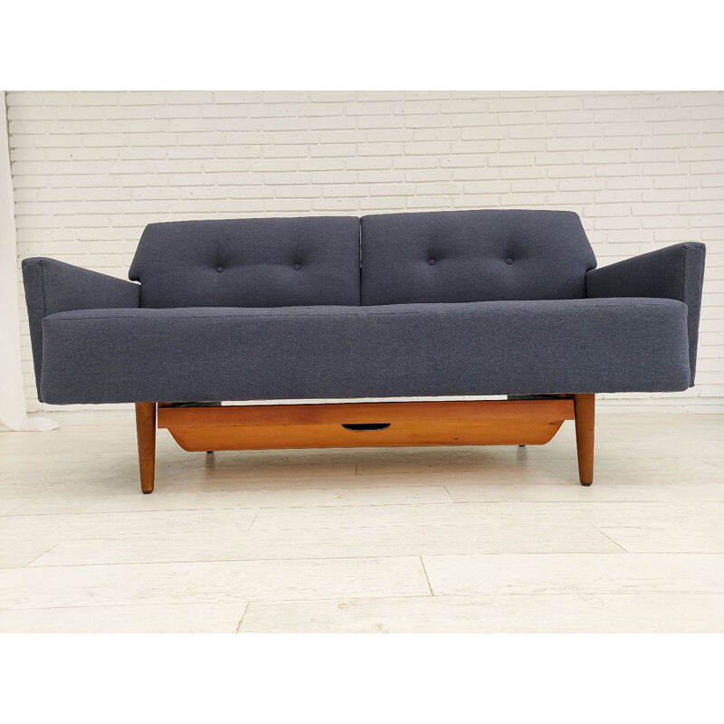 Vintage sleeping sofa completely reupholstered Swedish 1970s