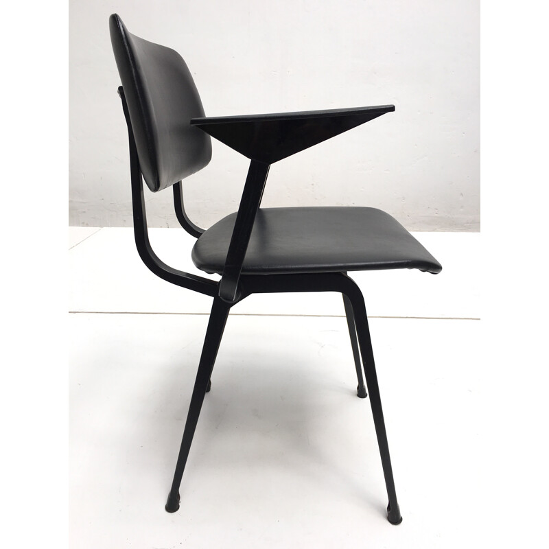 Chaise de bureau "Result" en simili cuir noir, Friso KRAMER - 1968