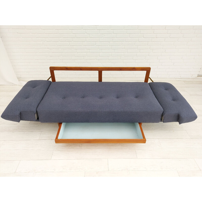 Vintage sleeping sofa completely reupholstered Swedish 1970s