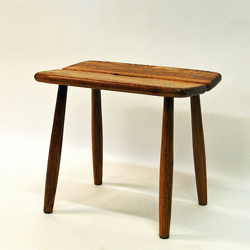 Vintage Oak stool by Carl Gustaf Boulogner Sweden 1950s