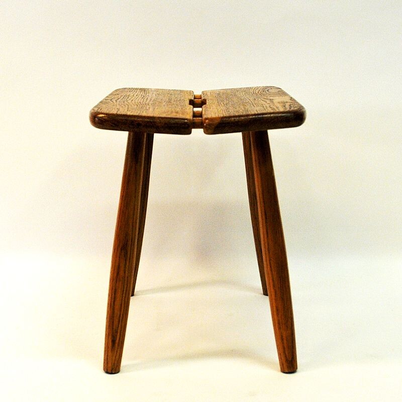 Vintage Oak stool by Carl Gustaf Boulogner Sweden 1950s