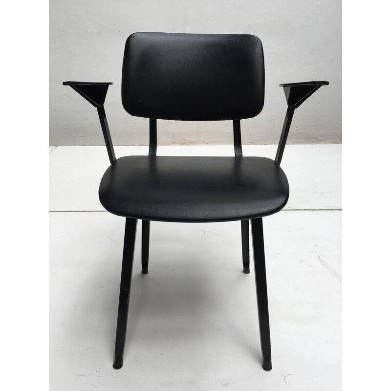 Chaise de bureau "Result" en simili cuir noir, Friso KRAMER - 1968
