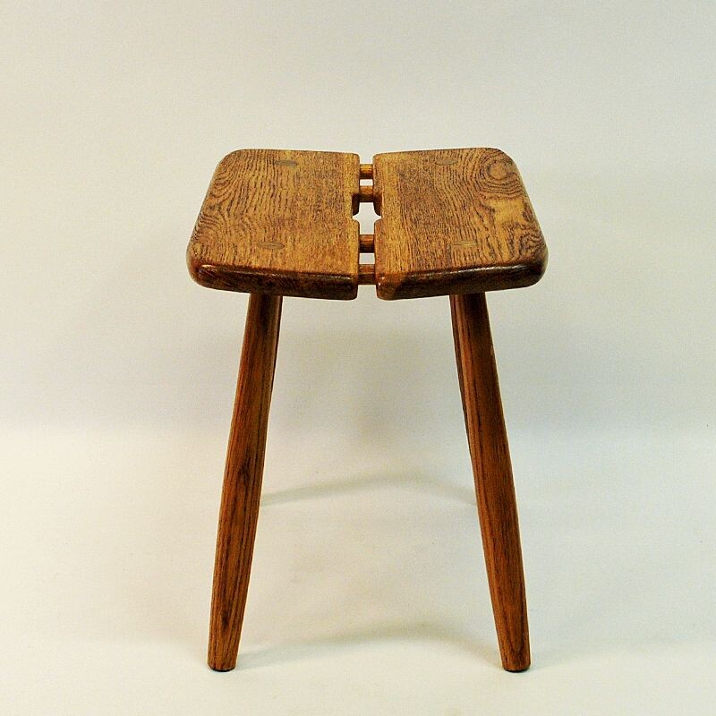 Vintage Oak stool by Carl Gustaf Boulogner Sweden 1950s