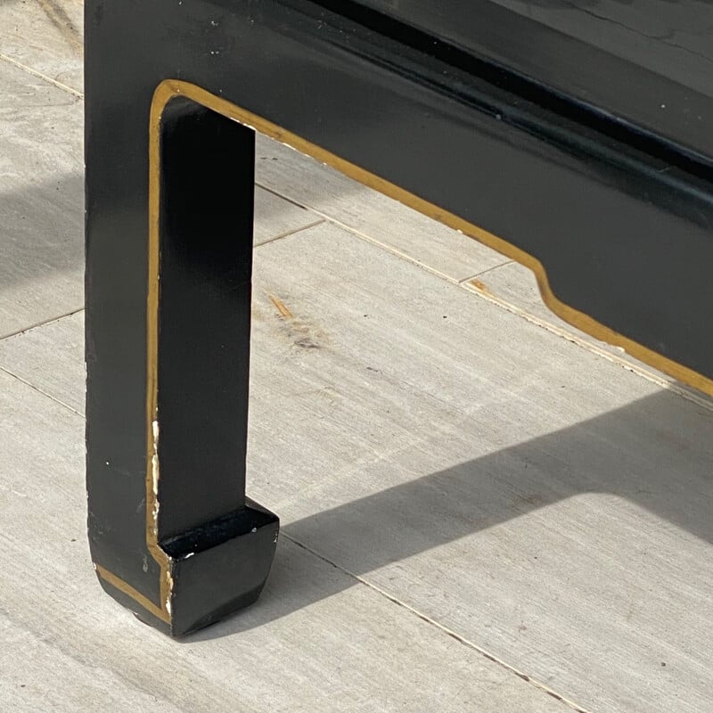 Vintage black lacquered wood coffee table, France 1970