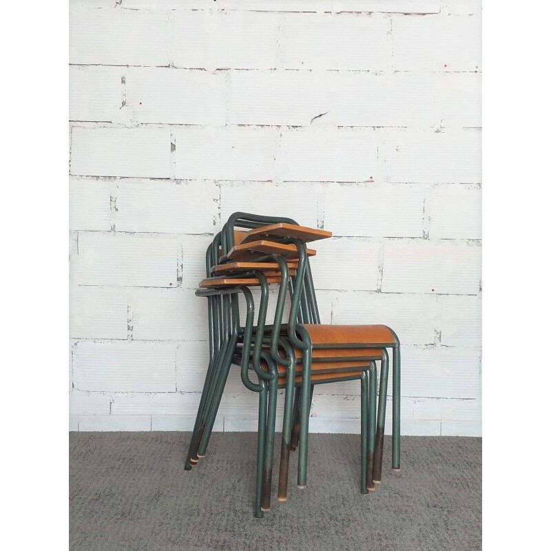 Set of 4 Stella Vintage School Chairs 1950's