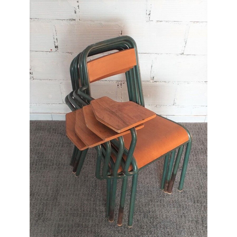 Lot de 4 Chaises écolier vintage Stella 1950