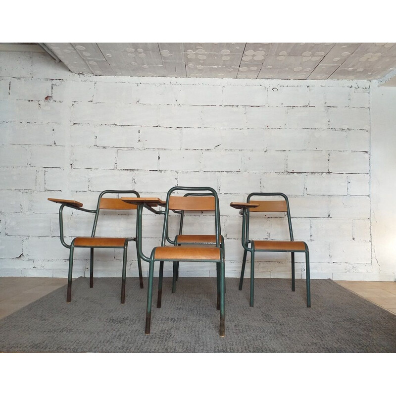 Lot de 4 Chaises écolier vintage Stella 1950