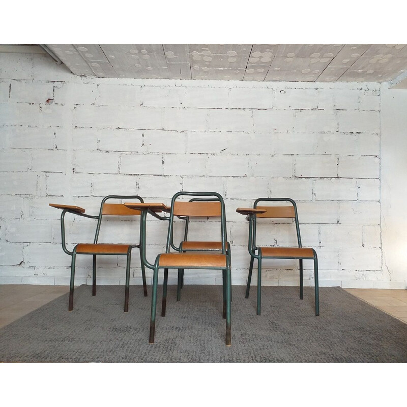 Set of 4 Stella Vintage School Chairs 1950's