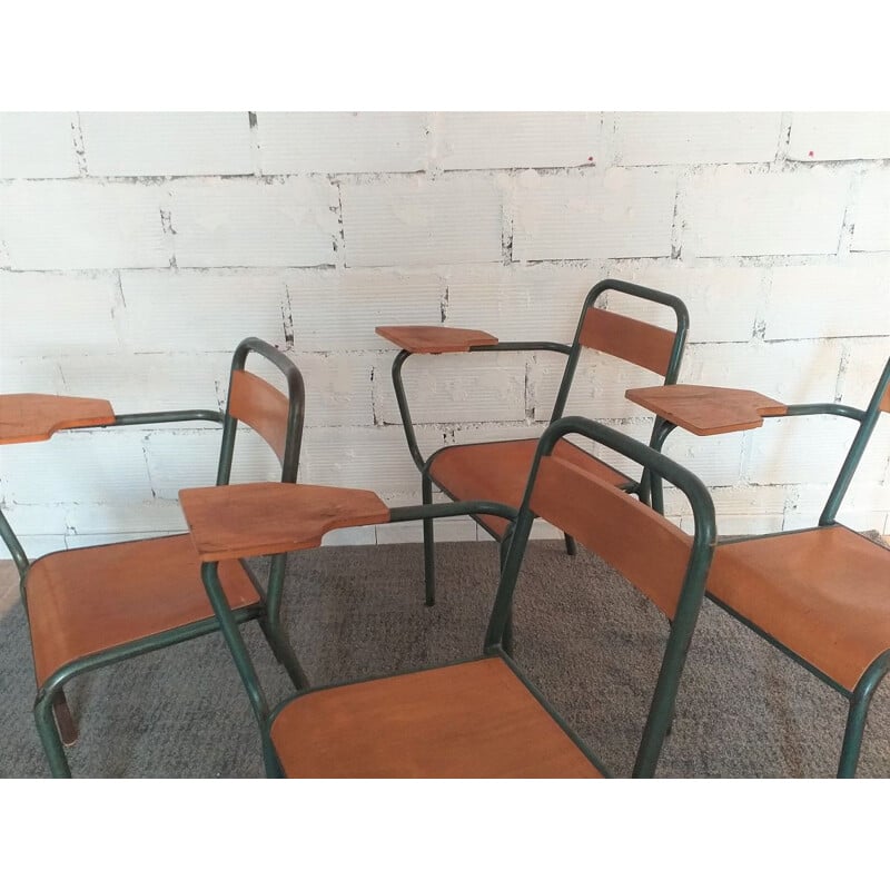 Set of 4 Stella Vintage School Chairs 1950's