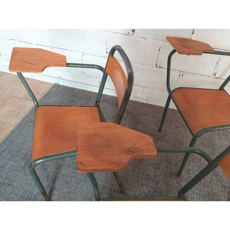 Set of 4 Stella Vintage School Chairs 1950's