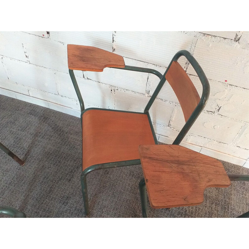 Set of 4 Stella Vintage School Chairs 1950's