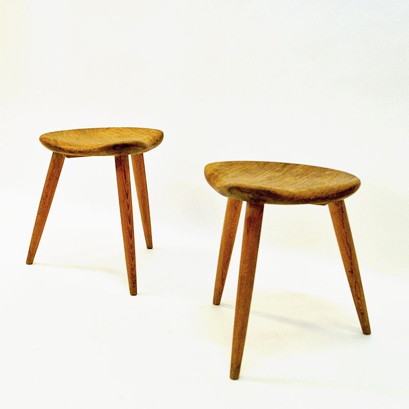 Midcentury stool pair by Norsk Husflid Norway 1960
