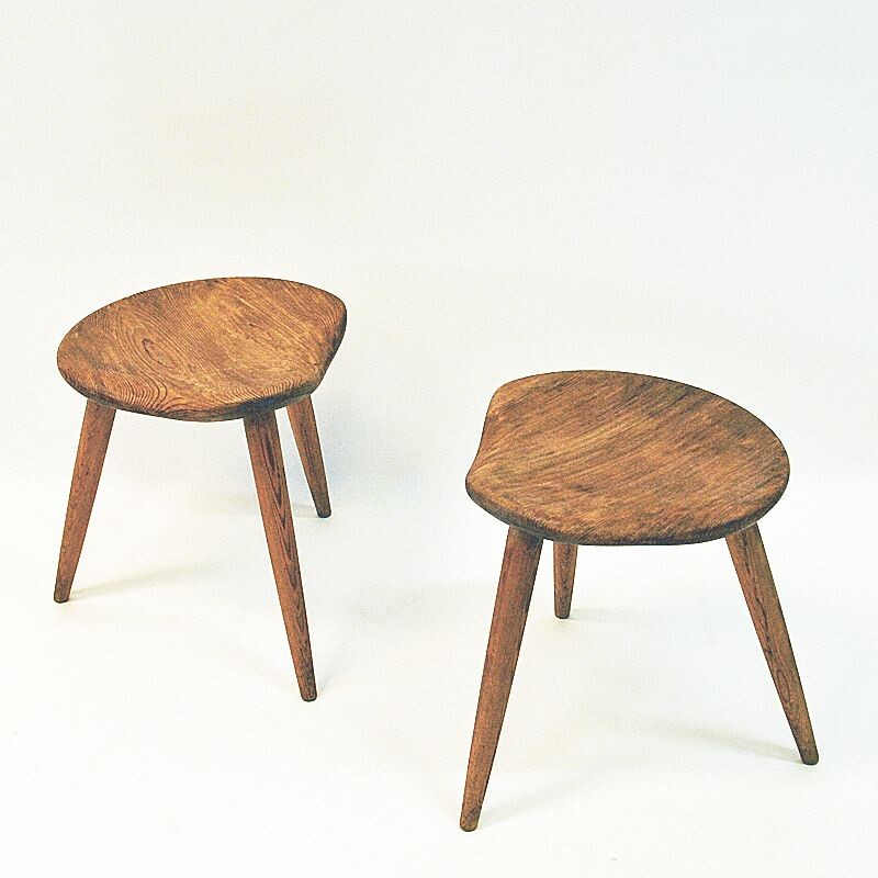 Midcentury stool pair by Norsk Husflid Norway 1960