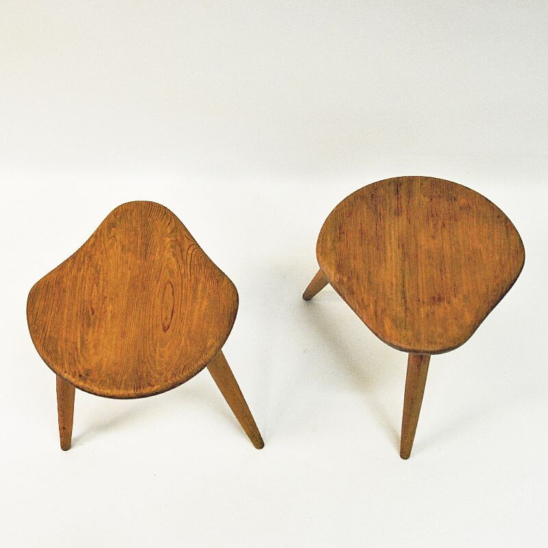 Midcentury stool pair by Norsk Husflid Norway 1960