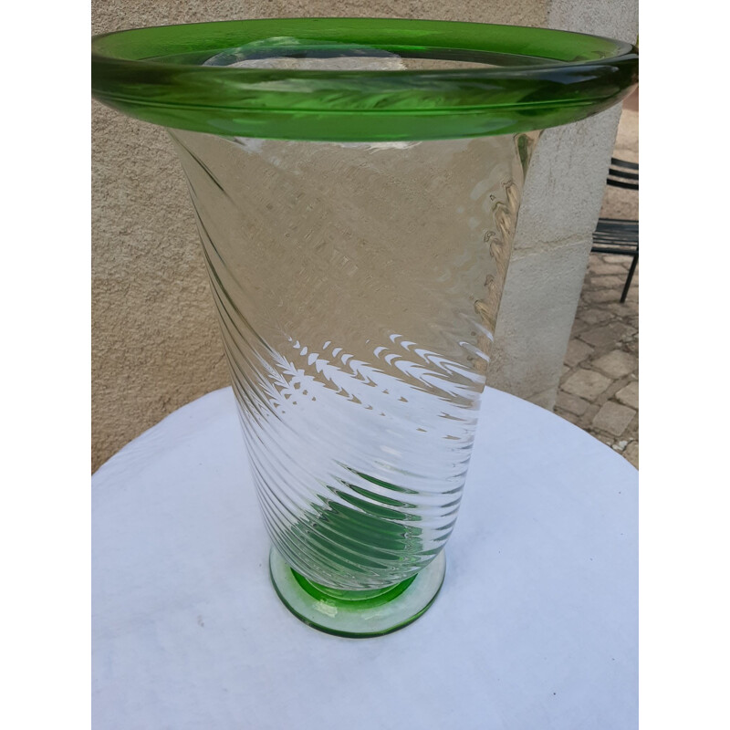  Vintage Murano blown vase Green Contour 1970