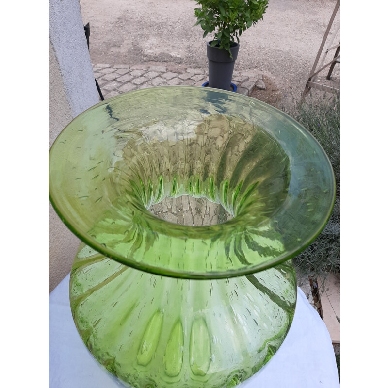 Large Vintage Vase Bulle green Murano Italy 1970