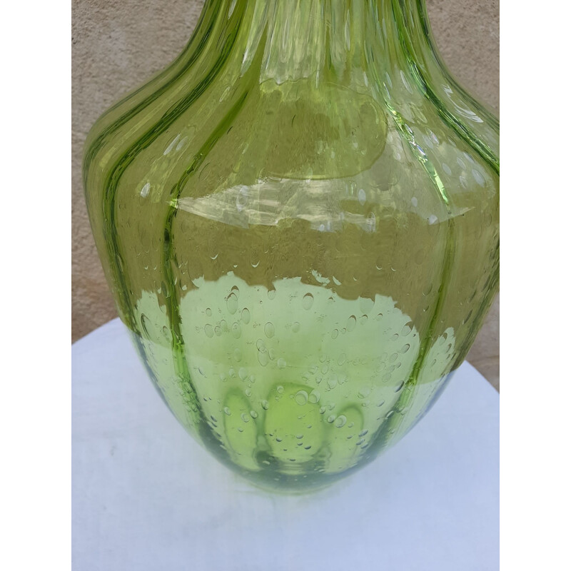 Large Vintage Vase Bulle green Murano Italy 1970