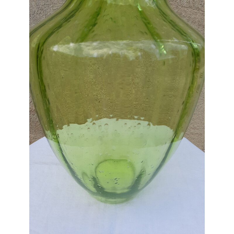 Large Vintage Vase Bulle green Murano Italy 1970