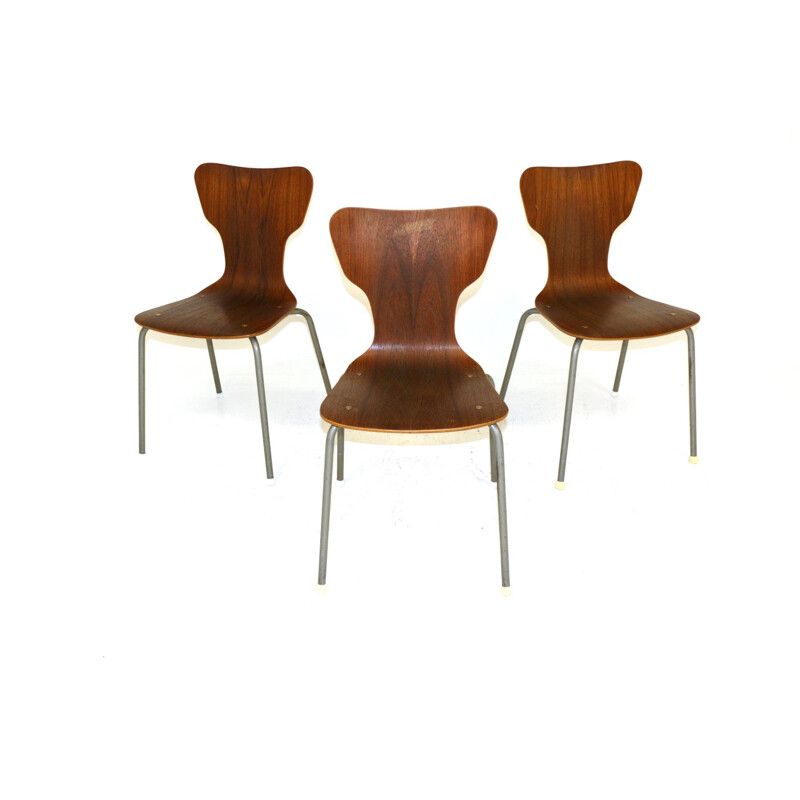 Chaises vintage en teck et métal, Suède, 1960