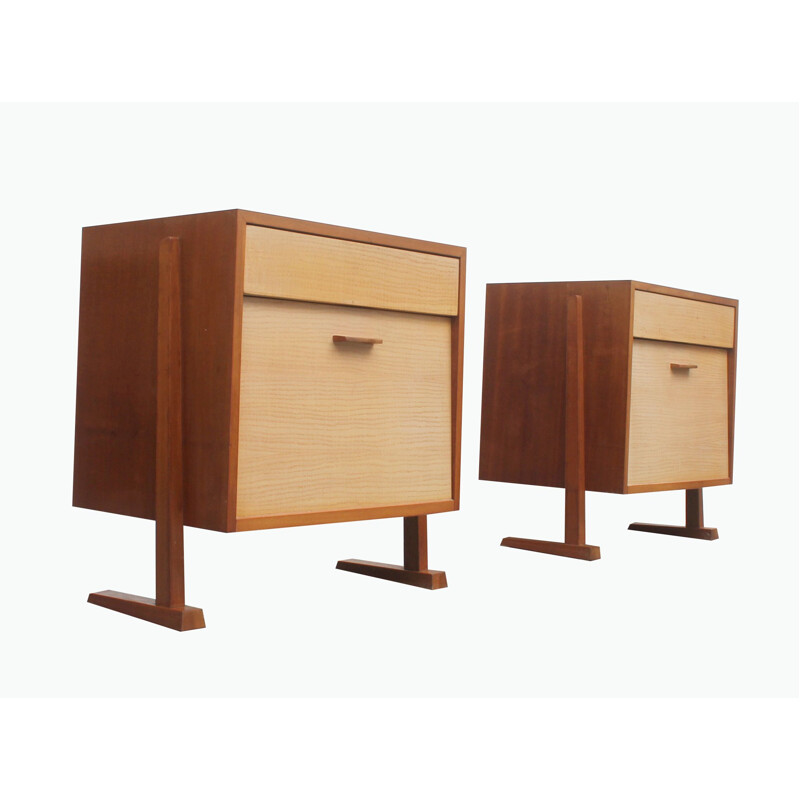 Pair of vintage bedside tables nightstands 1950s