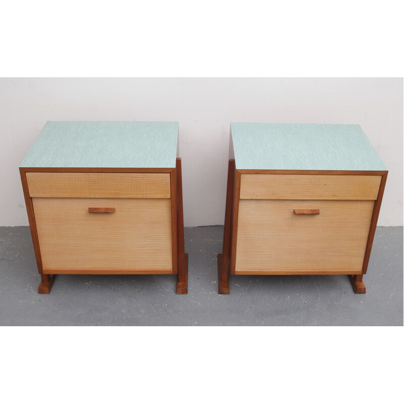 Pair of vintage bedside tables nightstands 1950s