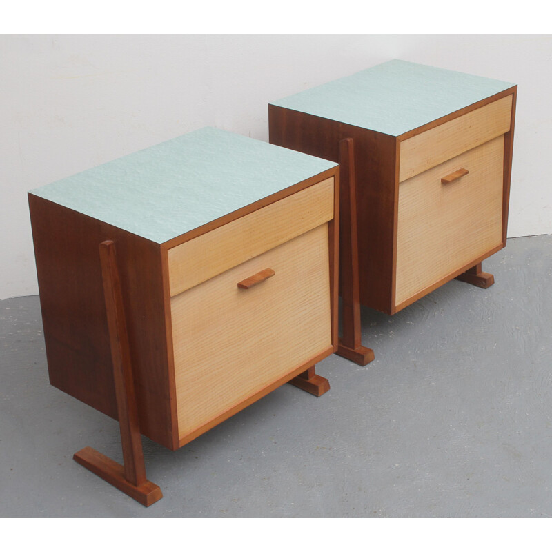 Pair of vintage bedside tables nightstands 1950s