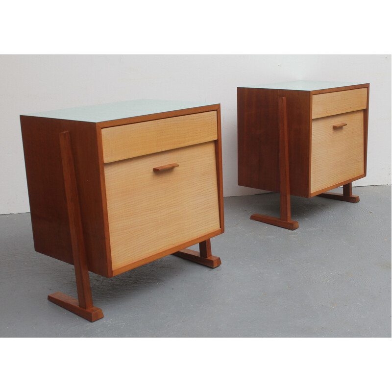 Pair of vintage bedside tables nightstands 1950s