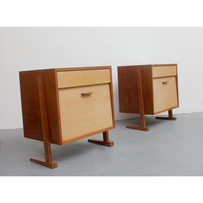 Pair of vintage bedside tables nightstands 1950s