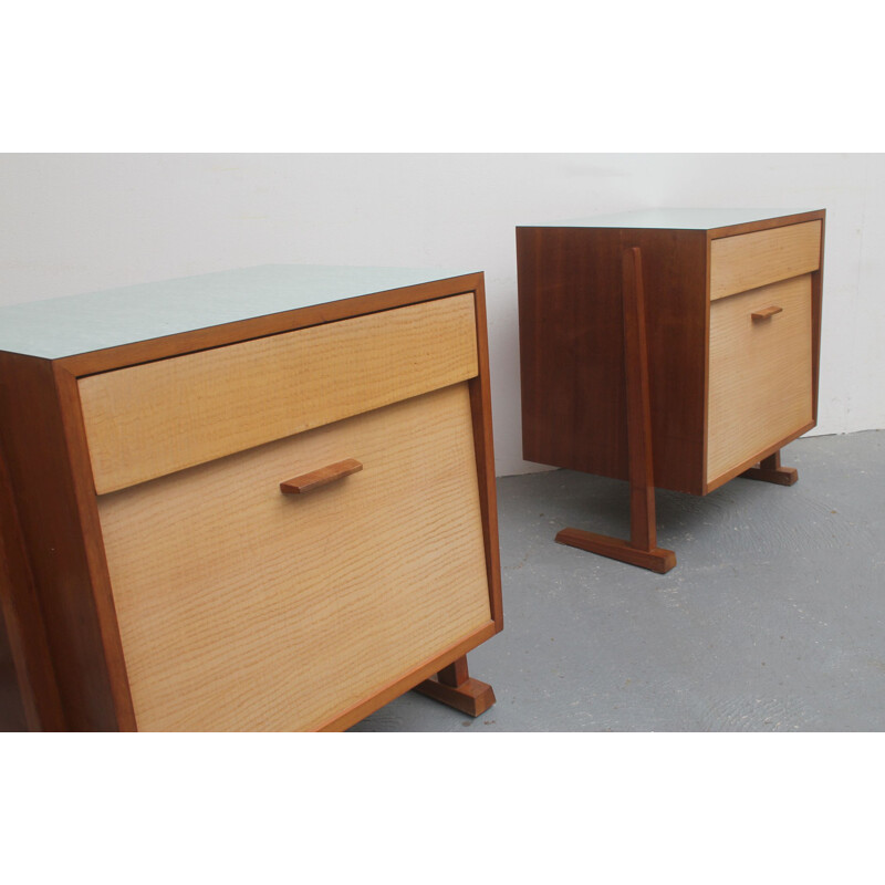 Pair of vintage bedside tables nightstands 1950s