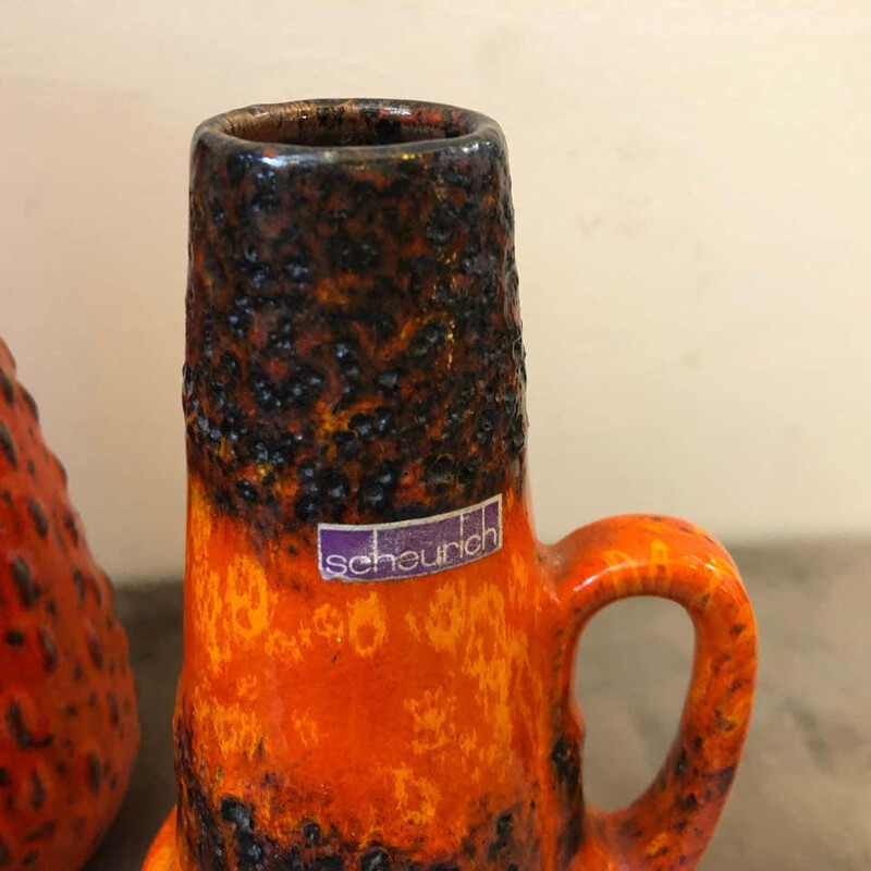 3 Mid-Century Lava Keramik Vases and Pitchers 1970