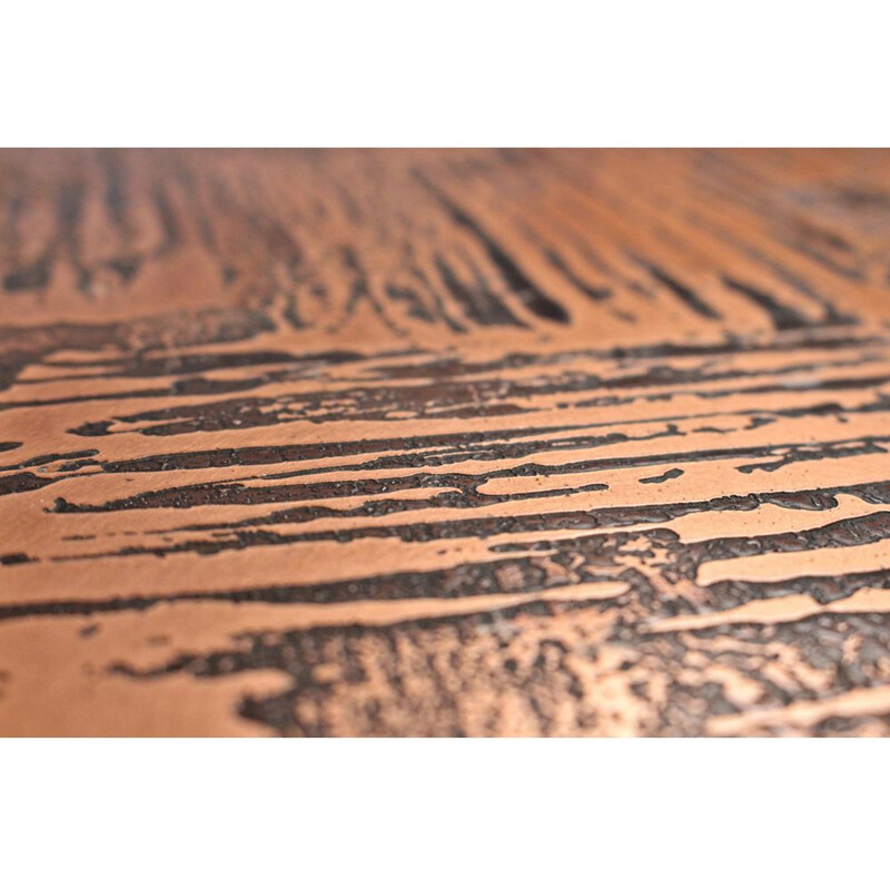 Table basse vintage en cuivre gravée à l'acide par Bernhard Rohne 1970