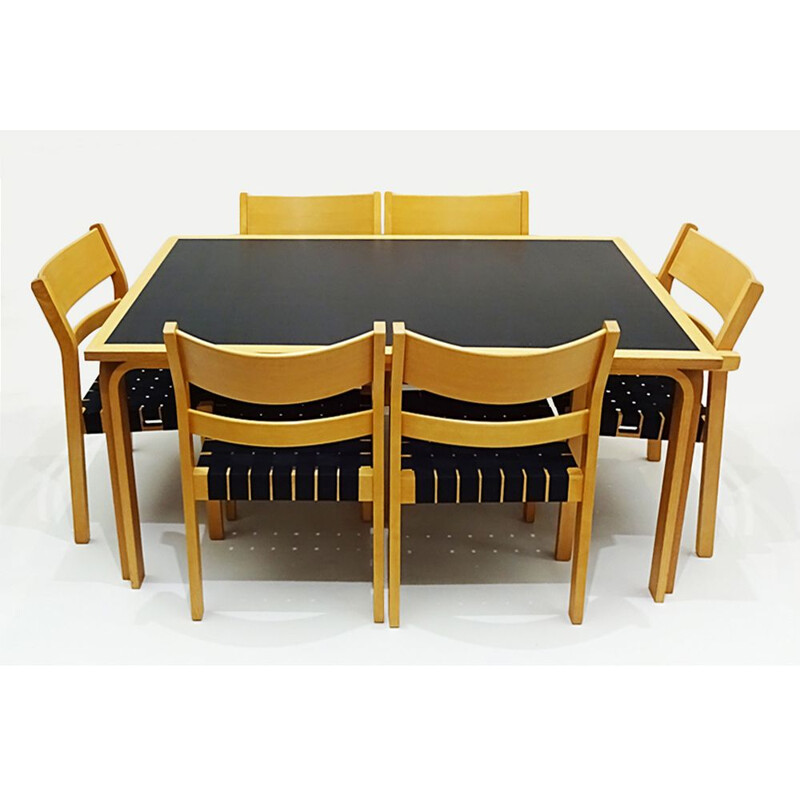 Vintage chair dining set with a table and 6 chairs Hans Wegner bentwood Koldinghus