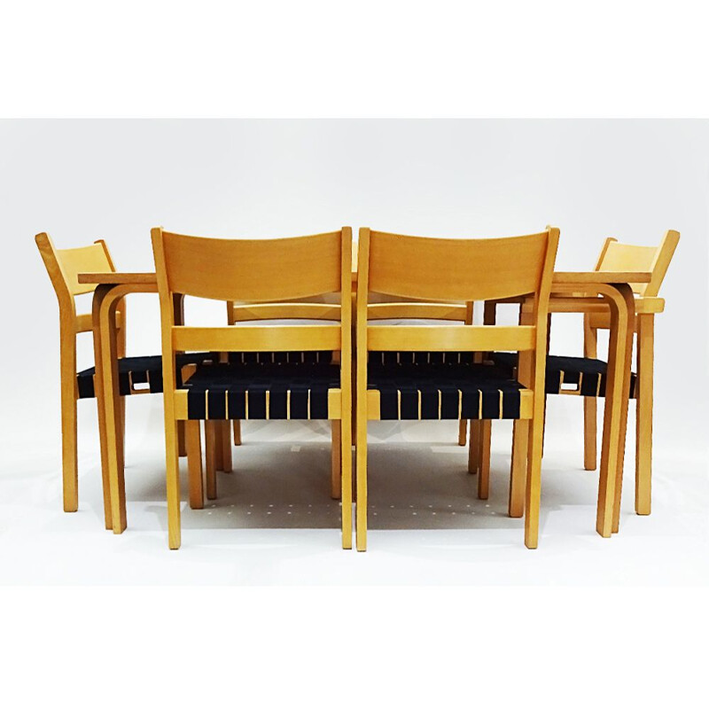Vintage chair dining set with a table and 6 chairs Hans Wegner bentwood Koldinghus