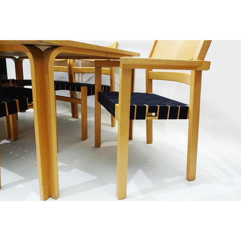 Vintage chair dining set with a table and 6 chairs Hans Wegner bentwood Koldinghus