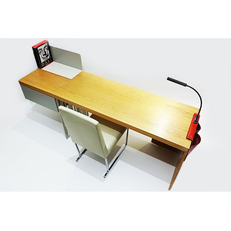 Vintage Scriba desk with 2 B&B Italia Solo leather chairs Molteni&Co Contemporary 