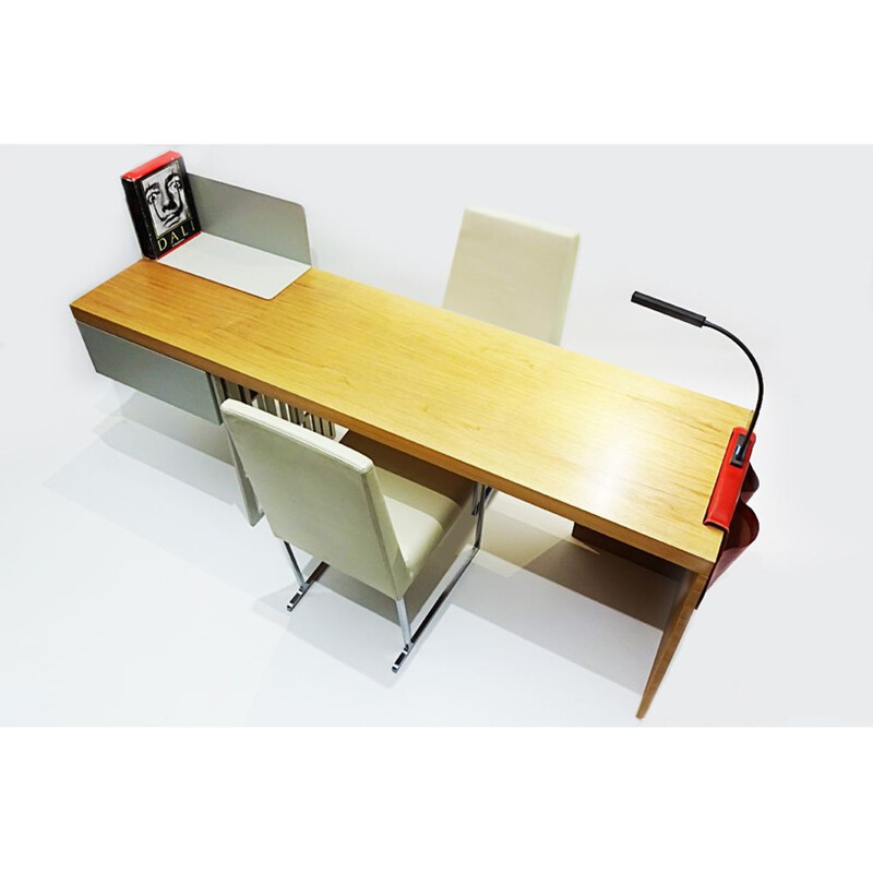 Bureau Scriba vintage avec 2 chaises en cuir B&B Italia Solo Molteni&Co Contemporain 