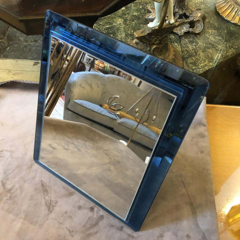 Miroir de table vintage en verre italien 1970