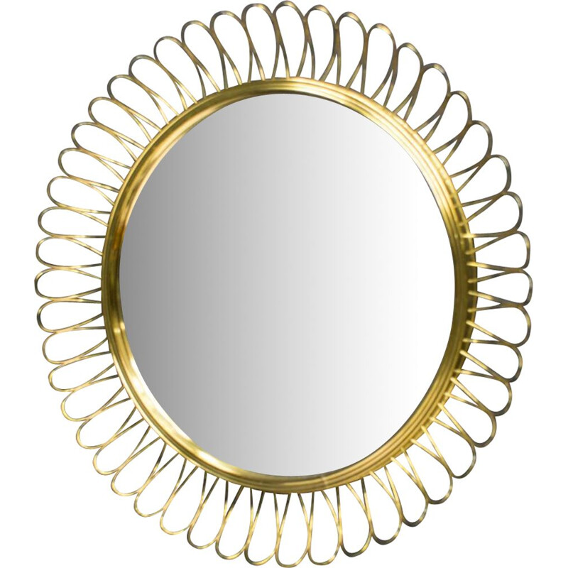 Vintage brass spiral mirror, 1950