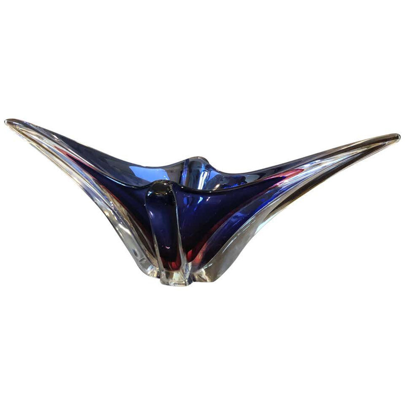 Mid-Century Purple and Blue Sommerso Murano Glass Centerpiece, circa 1970