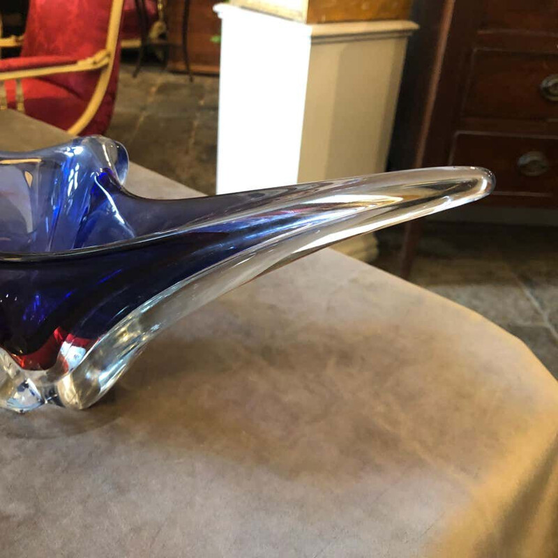 Mid-Century Purple and Blue Sommerso Murano Glass Centerpiece, circa 1970