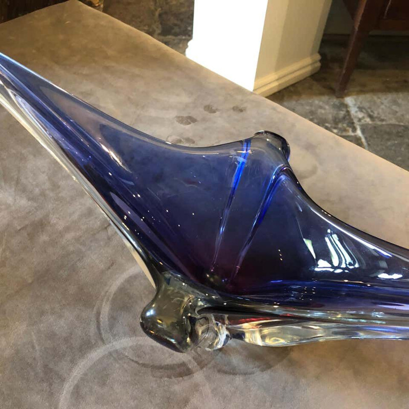 Mid-Century Purple and Blue Sommerso Murano Glass Centerpiece, circa 1970